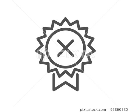 Reject medal line icon. Decline award sign. Quality design element. Linear style reject medal icon. Editable stroke. Vector Reject medal line icon. Decline award sign. Quality design element. Linear style reject medal icon. Editable stroke. Vector 92860580