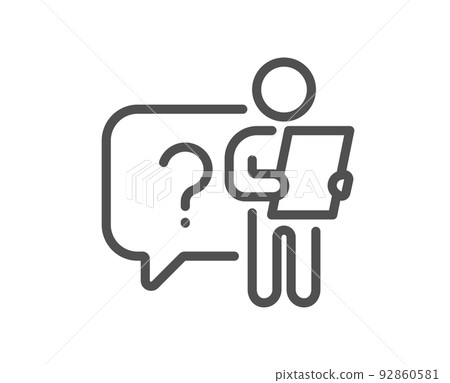 Search employee line icon. Interview candidate sign. Question mark symbol. Quality design element. Linear style search employee icon. Editable stroke. Vector Search employee line icon. Interview candidate sign. Question mark symbol. Quality design element. Linear style search employee icon. Editable stroke. Vector 92860581