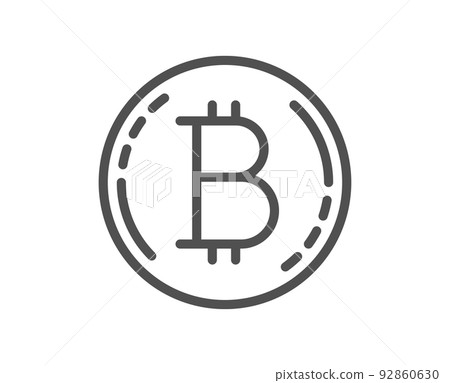 Bitcoin line icon. Cryptocurrency coin sign. Crypto money symbol. Quality design element. Linear style bitcoin icon. Editable stroke. Vector 92860630