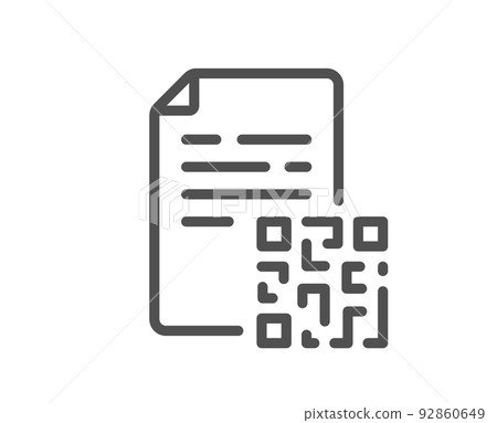 Qr code line icon. Scan barcode sign. Certificate document symbol. Quality design element. Linear style qr code icon. Editable stroke. Vector Qr code line icon. Scan barcode sign. Certificate document symbol. Quality design element. Linear style qr code icon. Editable stroke. Vector 92860649