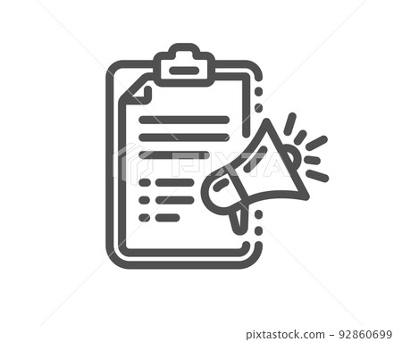 Megaphone checklist line icon. Advertisement device symbol. Brand ambassador sign. Quality design element. Linear style megaphone checklist icon. Editable stroke. Vector Megaphone checklist line icon. Advertisement device symbol. Brand ambassador sign. Quality design element. Linear style megaphone checklist icon. Editable stroke. Vector 92860699