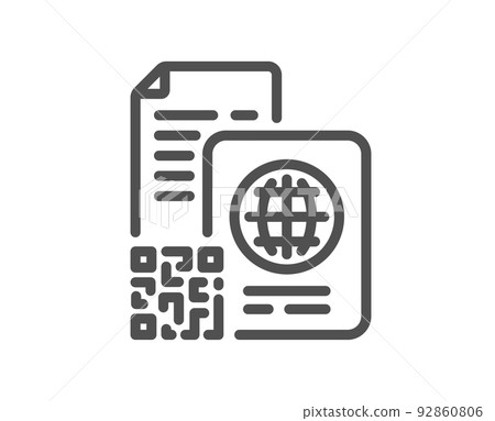 Qr code line icon. Scan barcode sign. Passport id symbol. Quality design element. Linear style qr code icon. Editable stroke. Vector Qr code line icon. Scan barcode sign. Passport id symbol. Quality design element. Linear style qr code icon. Editable stroke. Vector 92860806
