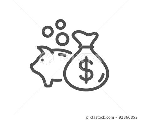 Loan line icon. Business mortgage sign. Piggy bank symbol. Quality design element. Linear style loan icon. Editable stroke. Vector 92860852