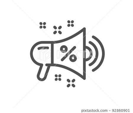 Sale megaphone line icon. Discount shopping sign. Clearance symbol. Quality design element. Linear style sale megaphone icon. Editable stroke. Vector Sale megaphone line icon. Discount shopping sign. Clearance symbol. Quality design element. Linear style sale megaphone icon. Editable stroke. Vector 92860901