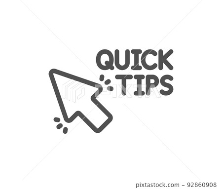 Quick tips click line icon. Helpful tricks sign. Quality design element. Linear style quick tips icon. Editable stroke. Vector Quick tips click line icon. Helpful tricks sign. Quality design element. Linear style quick tips icon. Editable stroke. Vector 92860908