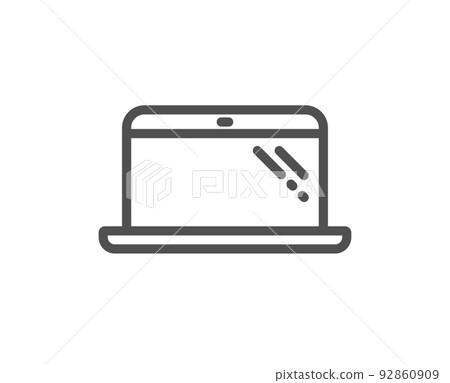 Laptop line icon. Mobile computer device sign. Quality design element. Linear style laptop icon. Editable stroke. Vector Laptop line icon. Mobile computer device sign. Quality design element. Linear style laptop icon. Editable stroke. Vector 92860909