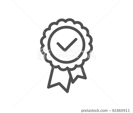 Tested stamp line icon. Approved medal sign. Certificate award symbol. Quality design element. Linear style tested stamp icon. Editable stroke. Vector Tested stamp line icon. Approved medal sign. Certificate award symbol. Quality design element. Linear style tested stamp icon. Editable stroke. Vector 92860911