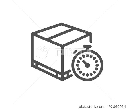 Shipping tracking line icon. Delivery timer sign. Express logistics symbol. Quality design element. Linear style delivery timer icon. Editable stroke. Vector Shipping tracking line icon. Delivery timer sign. Express logistics symbol. Quality design element. Linear style delivery timer icon. Editable stroke. Vector 92860914