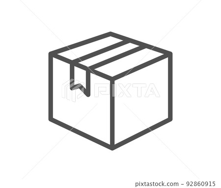 Shipping box line icon. Logistics delivery sign. Parcels tracking symbol. Quality design element. Linear style parcel icon. Editable stroke. Vector Shipping box line icon. Logistics delivery sign. Parcels tracking symbol. Quality design element. Linear style parcel icon. Editable stroke. Vector 92860915