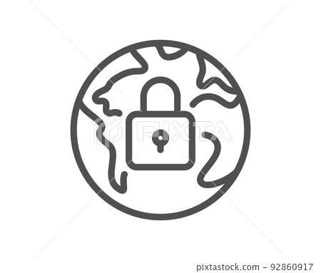 Lock line icon. Internet protection sign. Web security padlock symbol. Quality design element. Linear style lock icon. Editable stroke. Vector Lock line icon. Internet protection sign. Web security padlock symbol. Quality design element. Linear style lock icon. Editable stroke. Vector 92860917