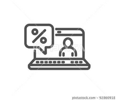 Online loan percent line icon. Discount sign. Credit percentage symbol. Quality design element. Linear style online loan icon. Editable stroke. Vector Online loan percent line icon. Discount sign. Credit percentage symbol. Quality design element. Linear style online loan icon. Editable stroke. Vector 92860918