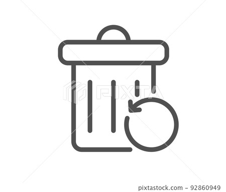 Recovery trash bin line icon. Backup data sign. Restore information symbol. Quality design element. Linear style recovery trash icon. Editable stroke. Vector 92860949