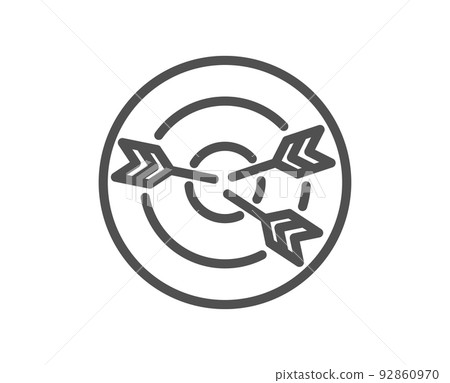 Target line icon. Marketing targeting strategy symbol. Aim with arrows sign. Quality design element. Linear style targeting icon. Editable stroke. Vector 92860970