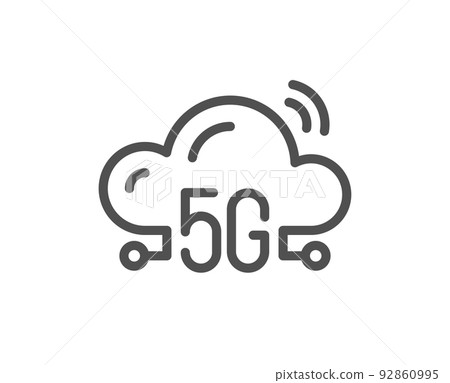 5g cloud computing line icon. Wireless technology sign. Mobile wifi internet symbol. Quality design element. Linear style 5g cloud icon. Editable stroke. Vector 5g cloud computing line icon. Wireless technology sign. Mobile wifi internet symbol. Quality design element. Linear style 5g cloud icon. Editable stroke. Vector 92860995