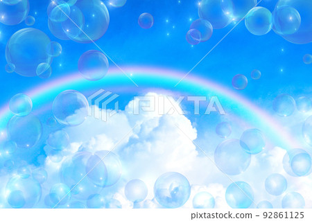 Bubbles floating in the blue sky 92861125