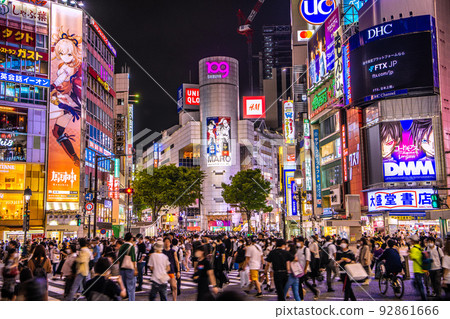 日本東京城市景觀連續兩週創下世界紀錄。 57.5%的病床佔用率。口罩強者是感染強者=8月5日，澀谷 92861666