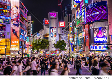 日本東京城市景觀連續兩週創下世界紀錄。 57.5%的病床佔用率。口罩強者是感染強者=8月5日，澀谷 92861667