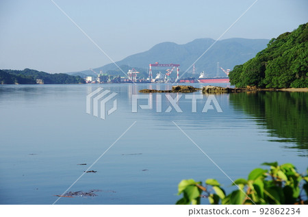 Aerial view of Imari Bay near Fukushima Ohashi Bridge in Matsuura City 92862234