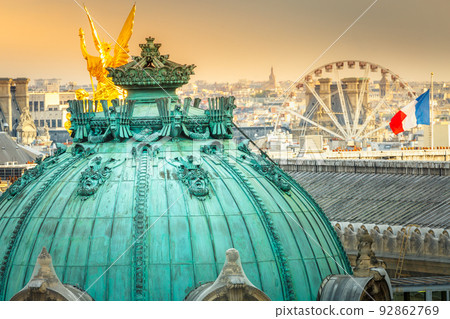 Panorama of architecture above cupola of opera in Paris, France Panorama of architecture above cupola of opera in Paris, France 92862769