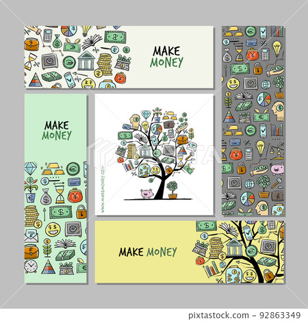 Make money, investment concept art for your business. Creative ideas for cards, banner, web, promotional materials. Corporate identity template. Vector illustration 92863349