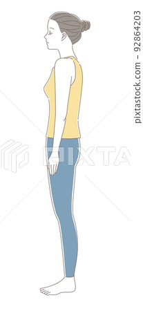 Whole body illustration material of a woman with bad posture 92864203