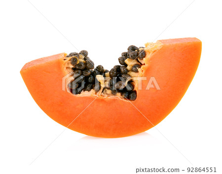 Slice of ripe papaya isolated on the white background 92864551