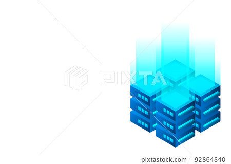 Datacenter isometric vector illustration. Abstract 3d hosting server or data center room background. Network or mainframe infrastructure website header layout Datacenter isometric vector illustration. Abstract 3d hosting server or data center room background. Network or mainframe infrastructure website header layout 92864840