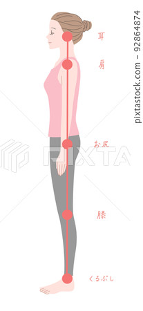 一個姿勢良好的女人的全身插圖素材 92864874