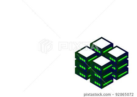 Datacenter isometric vector illustration. Abstract 3d hosting server or data center room background. Network or mainframe infrastructure website header layout 92865072