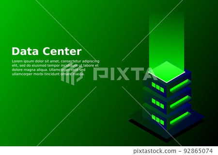 Datacenter isometric vector illustration. Abstract 3d hosting server or data center room background. Network or mainframe infrastructure website header layout Datacenter isometric vector illustration. Abstract 3d hosting server or data center room background. Network or mainframe infrastructure website header layout 92865074