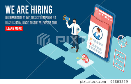 3D isometric hiring and recruitment concept with People Characters Choosing Best Candidate for Job, Job interview, recruitment agency. Vector illustration eps10 3D isometric hiring and recruitment concept with People Characters Choosing Best Candidate for Job, Job interview, recruitment agency. Vector illustration eps10 92865259