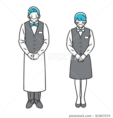 餐廳員工鞠躬(蒙面) 餐廳員工鞠躬(蒙面) 92867074