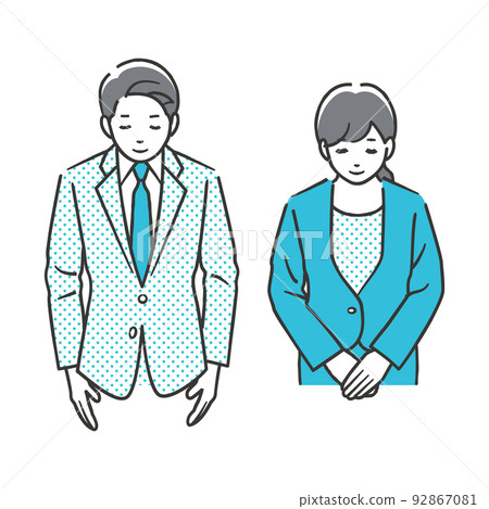 Men and women bowing Men and women bowing 92867081