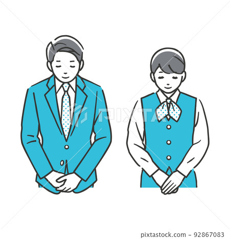 Men and women bowing 92867083