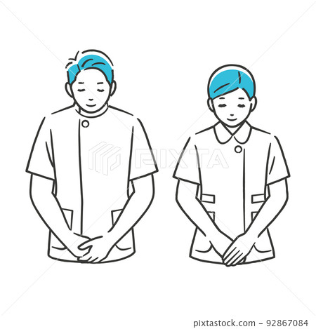 福利和醫務工作者鞠躬 92867084