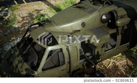Military helicopter in deep jungle Military helicopter in deep jungle 92869615