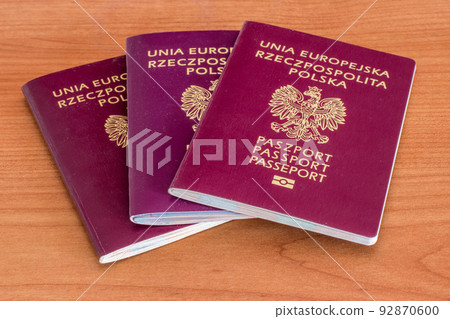 Polish and European Union passports. 92870600