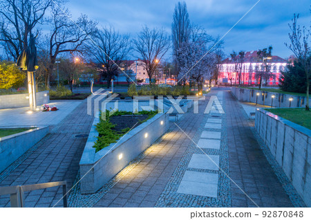 John Paul II square in city center of Pruszcz Gdanski at 3 May Constitution Day in 2021. John Paul II square in city center of Pruszcz Gdanski at 3 May Constitution Day in 2021. 92870848