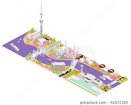 街景插圖，當像街區一樣組合時變成一個大城市 92872160