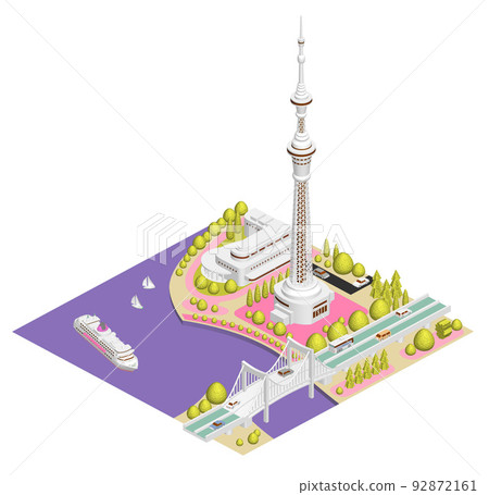 街景插圖，當像街區一樣組合時變成一個大城市 92872161