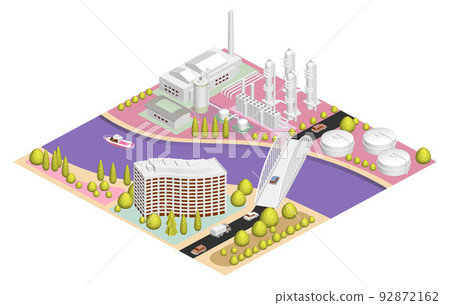 Streetscape illustration that becomes a large city when combined like blocks Variations available Streetscape illustration that becomes a large city when combined like blocks Variations available 92872162