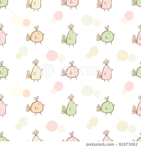 Set of Many little birds with dots on white background. Baby seamless vector pattern. Cute pastel colors. For textile, fabric print, design, wrapping paper, print Set of Many little birds with dots on white background. Baby seamless vector pattern. Cute pastel colors. For textile, fabric print, design, wrapping paper, print 92873002