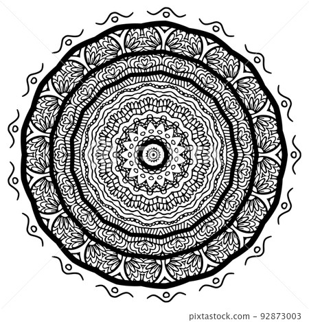 Mandala Coloring book. Vector hand drawn ethnic oriental circle ornament. on white background, wall art, wallpaper design, greeting card, sticker, yoga design lace pattern, adult anti stress 92873003
