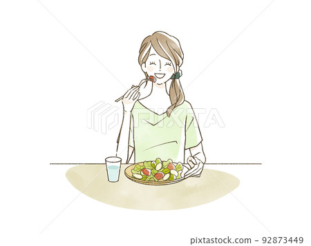 吃沙拉的婦女 92873449