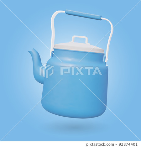 Camping kettle isolated on blue background. 3D Vector illustration. Camping kettle isolated on blue background. 3D Vector illustration. 92874401