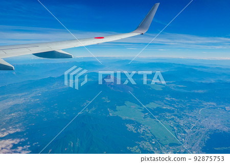 Mt. Fuji in the summer clear from the sky above Shizuoka Prefecture Mt. Fuji in the summer clear from the sky above Shizuoka Prefecture 92875753