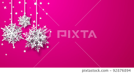 Christmas background with paper snowflakes 92876894