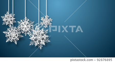 Christmas background with paper snowflakes 92876895