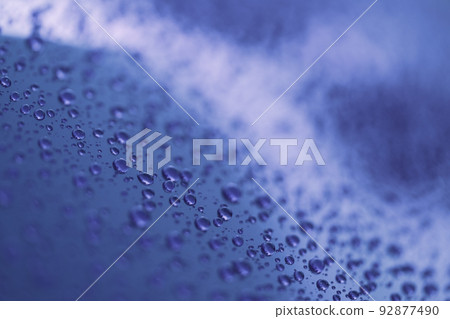 Water drops on a hydrophobic car paint surface 92877490