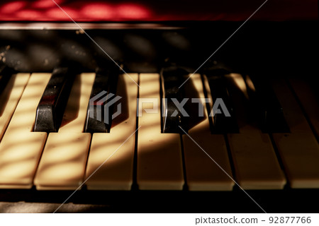 Closeup view of an electronic piano keyboard Closeup view of an electronic piano keyboard 92877766